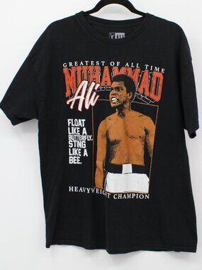 Muhammed Ali Graphic T-Shirt Mens XL Black Heavy Weight Champion Icon Hybrid